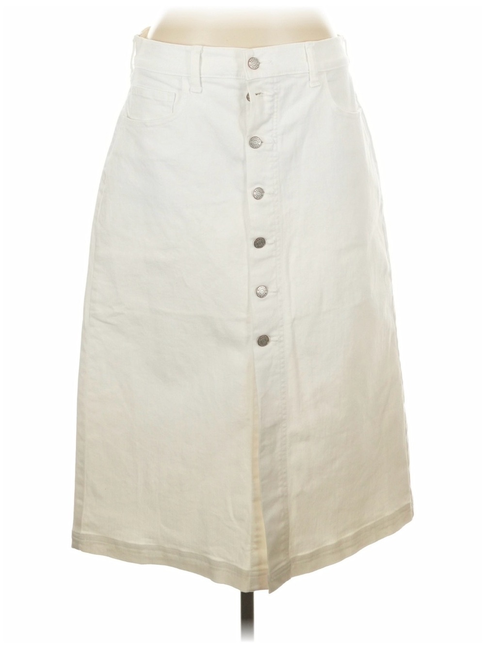 Banana Republic White Button-Front Midi Skirt
